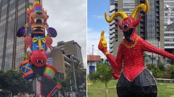 Diablo en alumbrado navideño causa polémica en habitantes de Medellín