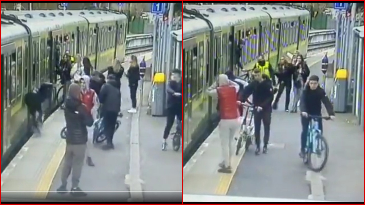 Jóvenes hacen caer a mujer a las vías del tren