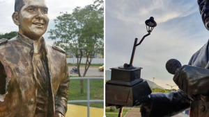 El lamentable estado de las otras esculturas tras el retiro de la estatua de Diomedes Díaz en Valledupar