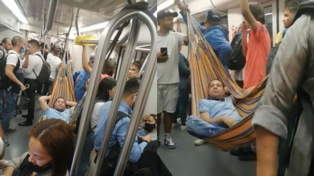 Video Hombre Colgó Hamaca En Metro De Medellín Durante Hora Pico 1772