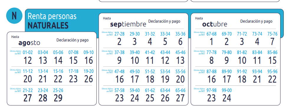 Calendario declaración de renta 2024