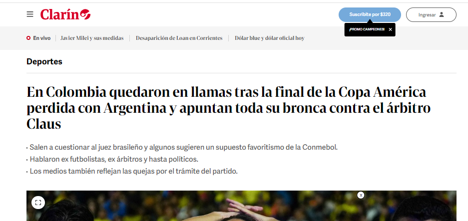 Captura Clarín - Argentina