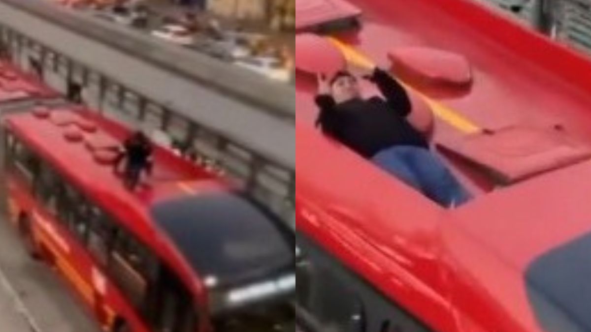 VIDEO: Joven viajó acostado en el techo de un TransMilenio; esto dijo la entidad