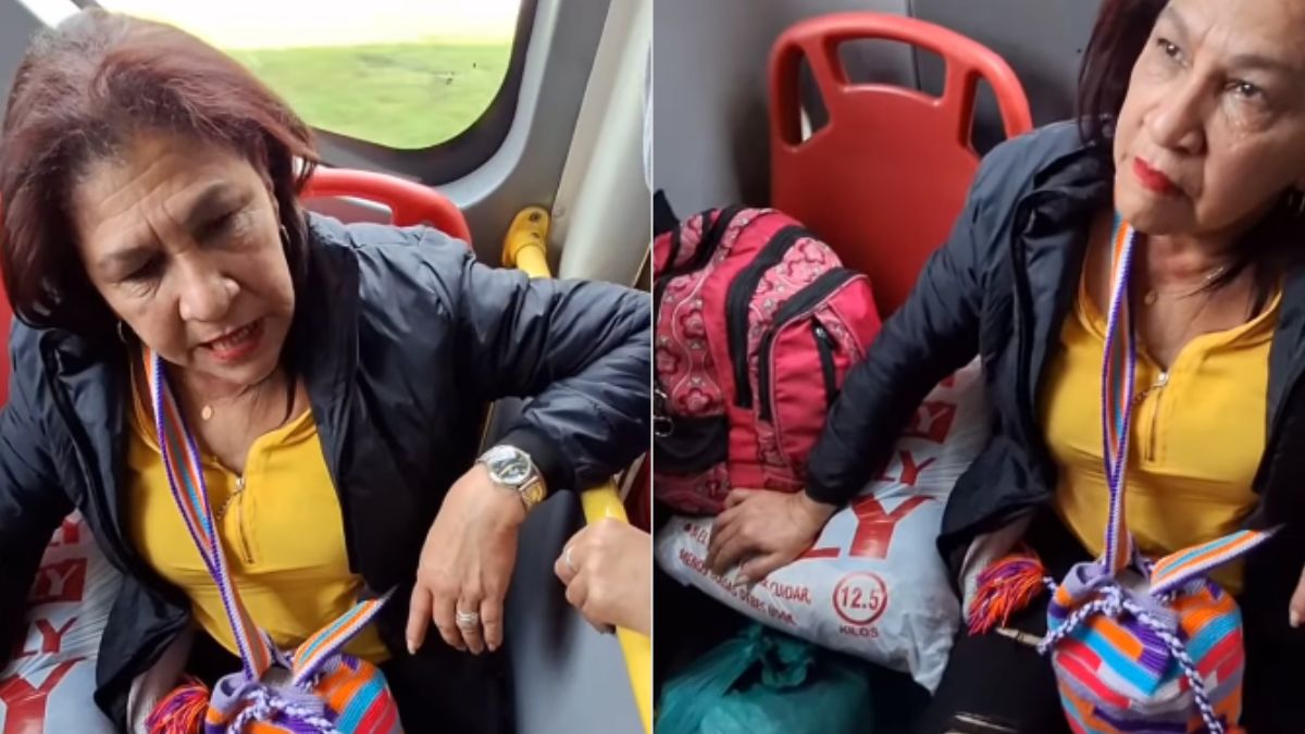 Mujer en Transmilenio // Foto: Instagram @gatonoticiasbogota