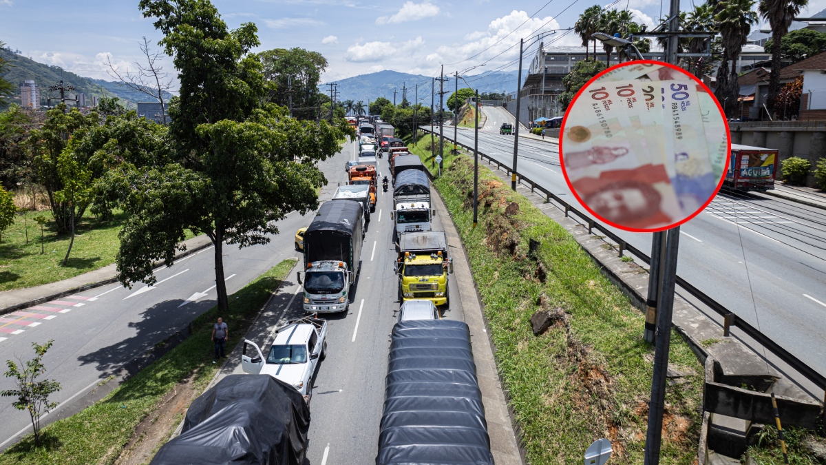 Pico y placa camiones en Bogotá, encima dinero colombiano (Getty Images)