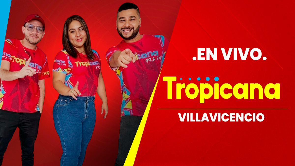 En vivo Tropicana Villavicencio; de izquierda a derecha los locutores: Harold Vargas, Milena Rivera y Andrés Palencia (Cortesía)